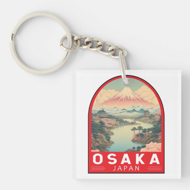 Osaka Japan Mount Fuji Travel Art Emblem (Framsidan)