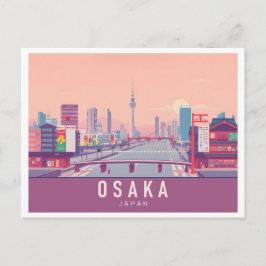 Osaka Japan Pastel Travel Design Vykort
