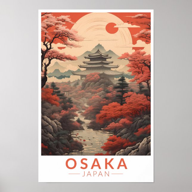 Osaka Japan Resa Konst Vintage Poster (Framsidan)
