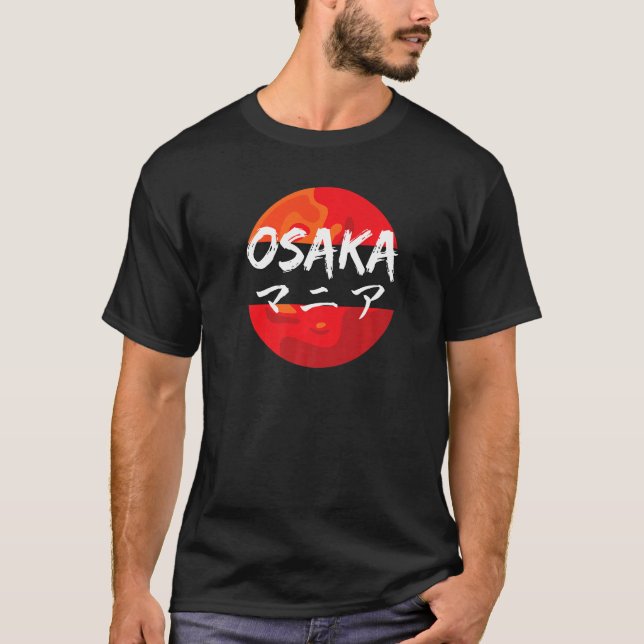 Osaka Japan Retro Stil Aesthetic Japca Writing T Shirt (Framsida)