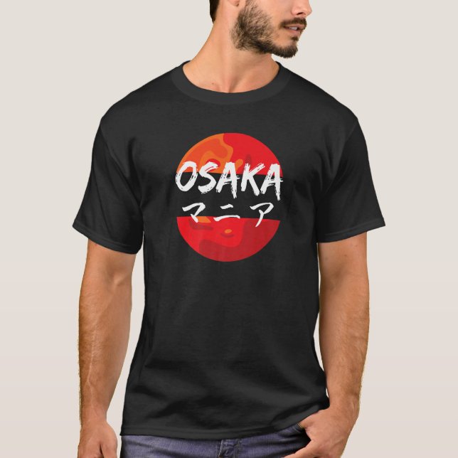 Osaka Japan Retro Stil Aesthetic Japca Writing T Shirt (Framsida)