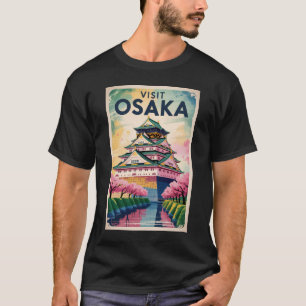 Osaka Japan Slott Illustration Resa Konst Vintage T Shirt