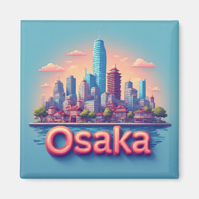 Osaka Japan Stad Resa Souvenir 🗺️ Magnet (Framsidan)