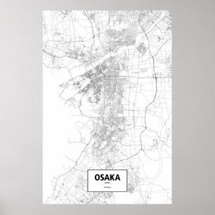 Osaka, Japan (svart på vitt) Poster