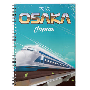 Osaka Japan Tåg Vintage resor poster Anteckningsbok Med Spiral