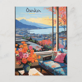 Osaka Japan Travel City Painting Aesthetic Vykort