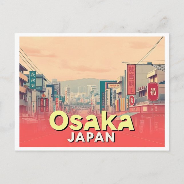 OSAKA JAPAN VINTAGE VYKORT (Framsida)