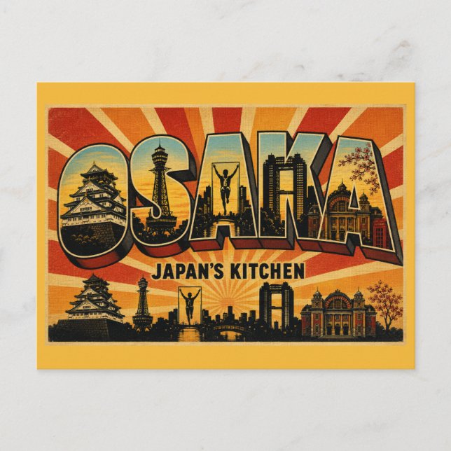 Osaka Japans kök Vintage Resa Konst Vykort (Framsida)