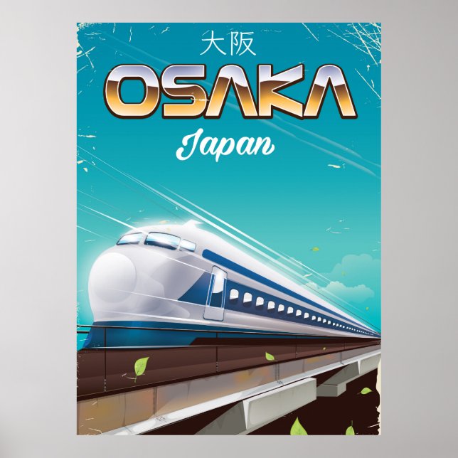 Osaka Japans kula Tåg Vintage resor poster (Framsidan)