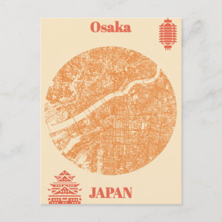 Osaka map Japan Vykort