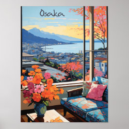 Osaka Resa Stad Väggtavla Målning Estetisk Poster