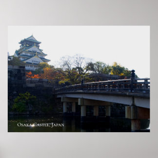 Osaka slott från bron Japan Resmål Poster