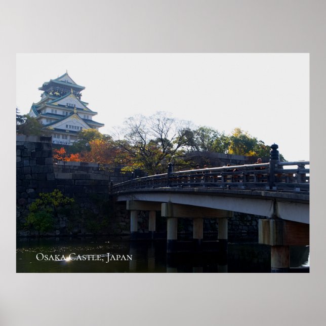 Osaka slott från bron Japan Resmål Poster (Framsidan)