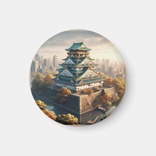 Osaka slott Japans landskapsvy Vintage Resa Magnet
