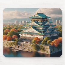 Osaka slott Japans landskapsvy Vintage Resa