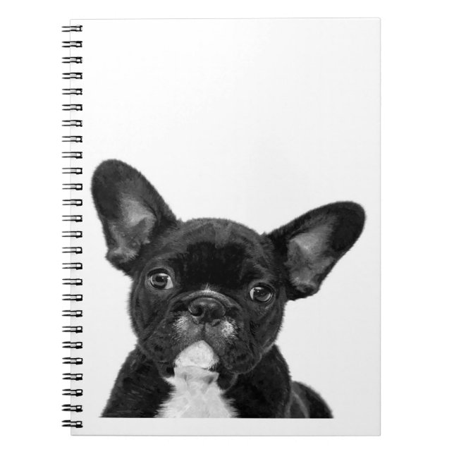 Osäker Hund | Black Fransk Bulldog Ansikte Anteckningsbok (Framsidan)
