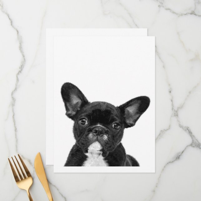 Osäker Hund | Black Fransk Bulldog Ansikte Meny (Fram/Back In Situ)