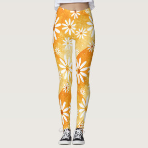Osäker orange guld med daisy mönstrade leggings