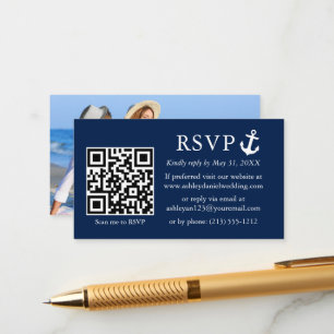 OSAN QR Foto på bröllop Nautisk marktorblå ankare Tilläggskort