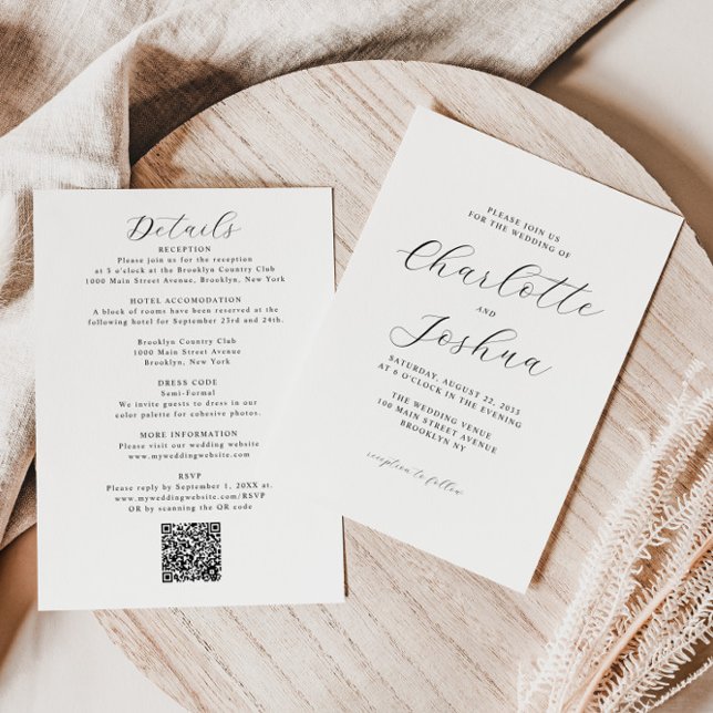 OSAN QR-kod Bröllop för elegant - minimalistisk in Inbjudningar (Skapare uppladdad)