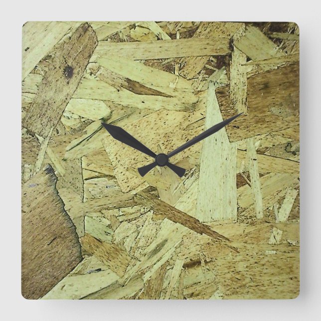 OSB Chip Board Plywood Fyrkantig Klocka (Framsida)