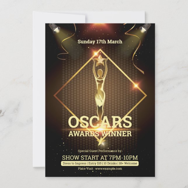 Oscar Award Flyer Inbjudningar (Framsida)