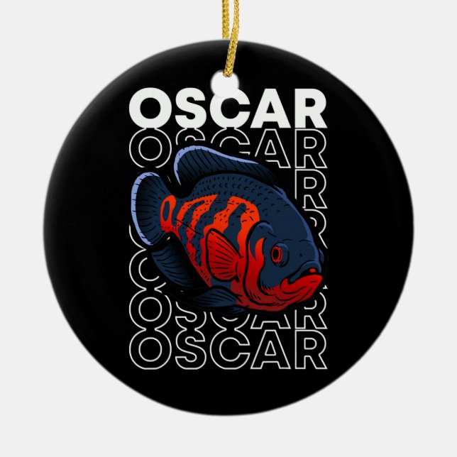 Oscar Fish 80's Stil Monster Fish Keeper Julgransprydnad Keramik (Framsidan)