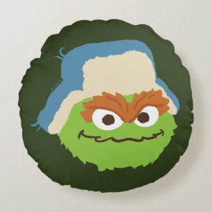 Oscar, Grouch Woodland Ansikte Rund Kudde