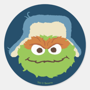 Oscar, Grouch Woodland Ansikte Runt Klistermärke