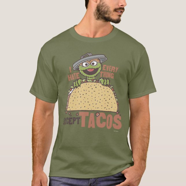 Oscar hatar allt utom tacos tee shirt (Framsida)