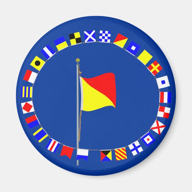 Oscar Man Overboard Nautical Signal Flagga Magnet (Framsidan)