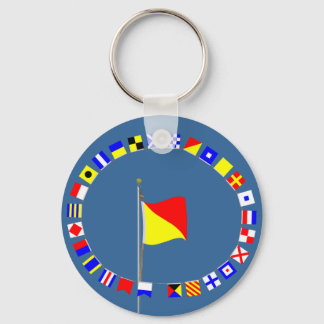 Oscar Man Overboard Nautical Signal Flagga Nyckelring