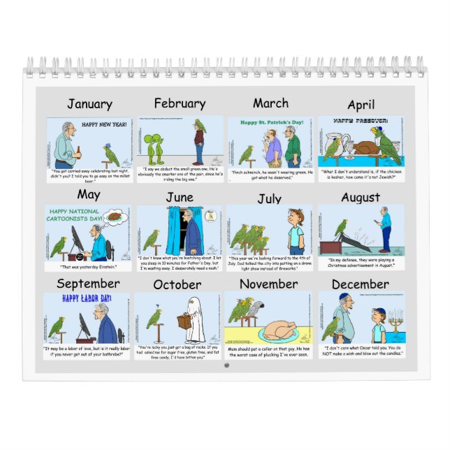 Oscar Tecknad Parrot 2024 Calendar Kalender (Baksida)