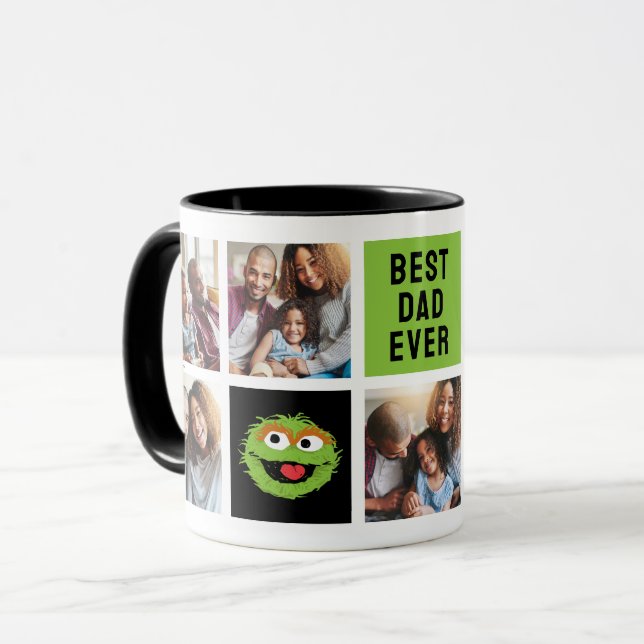 Oscar the Grouch | Bästa Pappa-fotokollage Mugg (Framsida vänster)