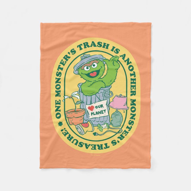 Oscar the Grouch | Beteckning för monsterkursbetec Fleecefilt (Framsidan)
