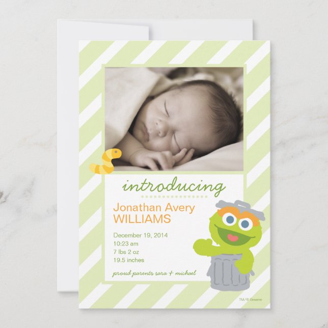 Oscar the Grouch Födelsekungörelse Meddelande (Framsida)