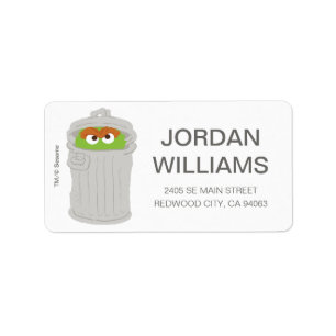 Oscar the Grouch & His Trash Can Add Your Info Adressetikett