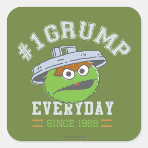 Oscar the Grouch nummer 1 Fyrkantigt Klistermärke