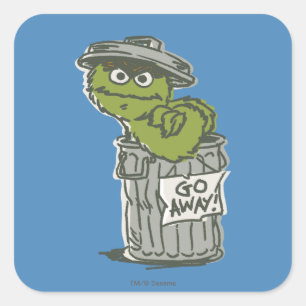 Oscar the Grouch Retro 2 Fyrkantigt Klistermärke