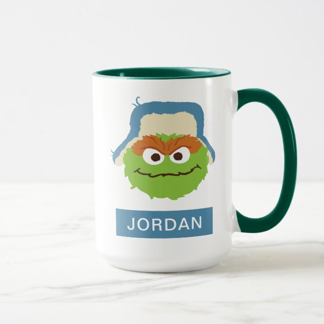 Oscar the Grouch Skogsansikte | Lägg till ditt nam Mugg (Höger)
