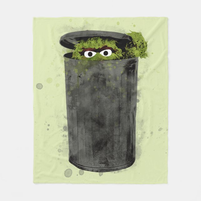Oscar the Grouch | Vattenfärgstrend Fleecefilt (Framsidan)