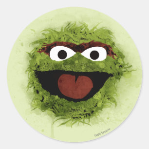 Oscar the Grouch Vattenfärgstrend Runt Klistermärke
