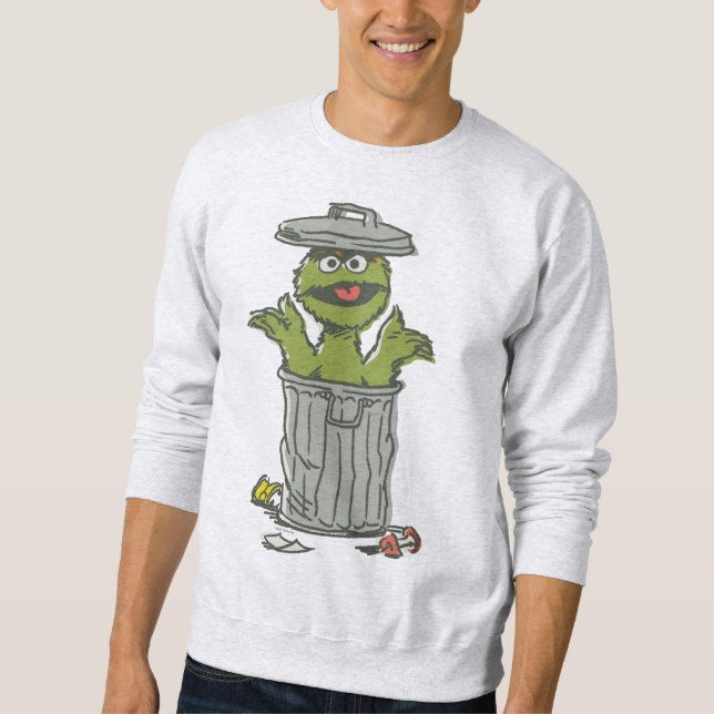 Oscar the Grouch Vintage Lång Ärmad Tröja (Framsida)