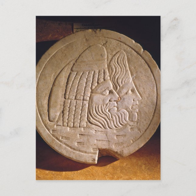 Oscillum som skildrar teatermasker vykort (Framsida)