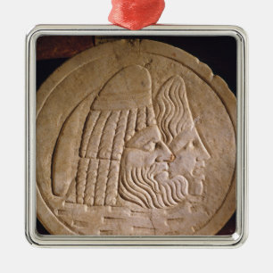 Oscillum som visar scenisk, maskerar julgransprydnad metall