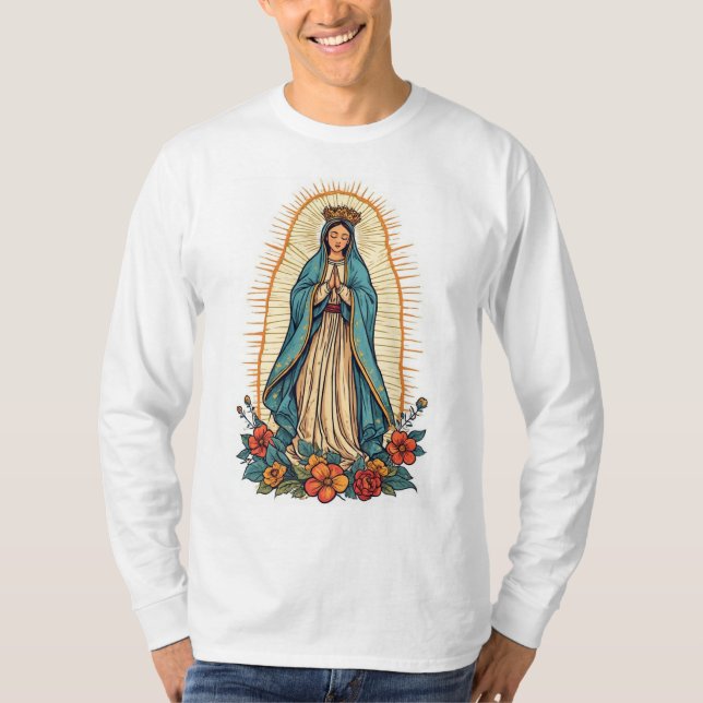 Osculda mö Virgen de Guadalupe Herr T-shirt med lå (Framsida)