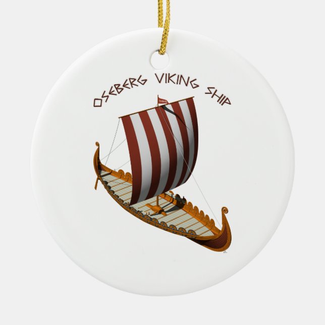 Oseberg Viking frakt Julgransprydnad Keramik (Framsidan)