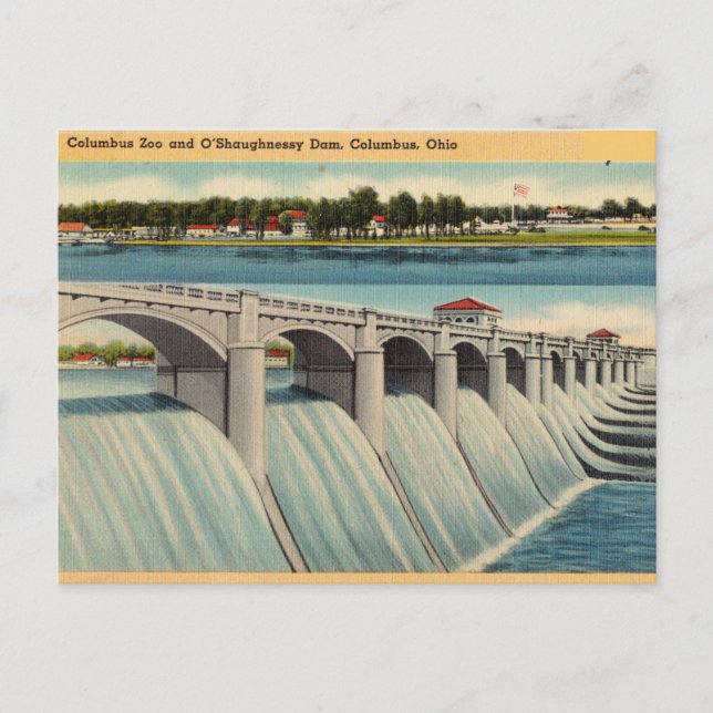 O'Shaughnessy Dam, Columbus, Ohio Vykort (Framsida)