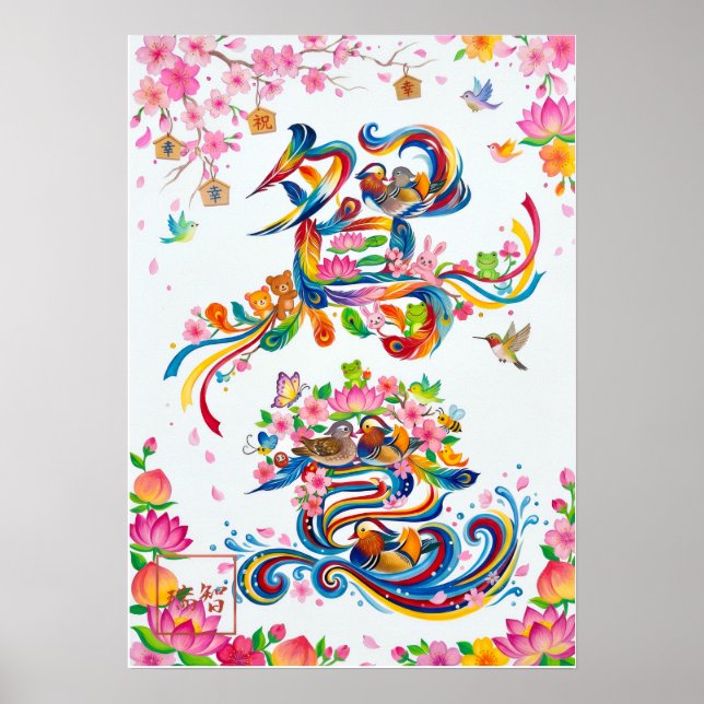 Oshidori: Elegant Calligraphy  Art260010024 Poster (Framsidan)