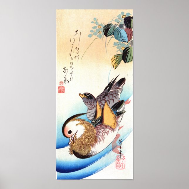 Oshidori (Mandarin Ankor), Hiroshige Fine Art Poster (Framsidan)
